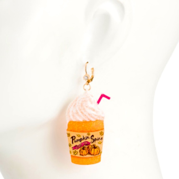 New Betsey Johnson Pumpkin Spice Latte Earrings - Picture 2 of 10